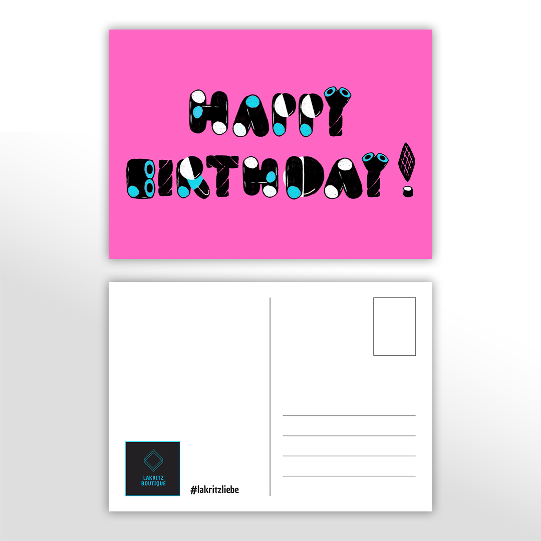 Grußkarte HAPPY BIRTHDAY ROSA | Lakritz-Boutique