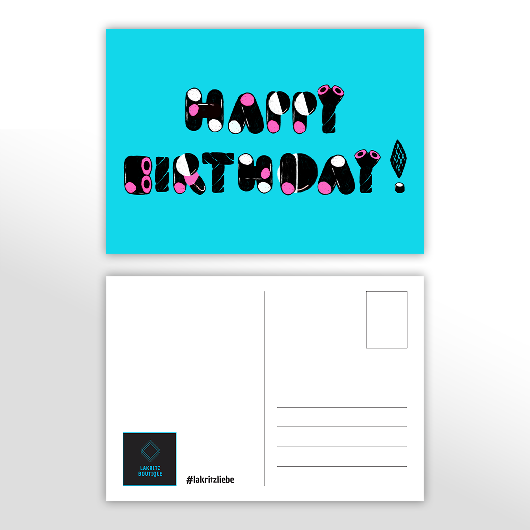Grußkarte HAPPY BIRTHDAY BLAU | Lakritz-Boutique