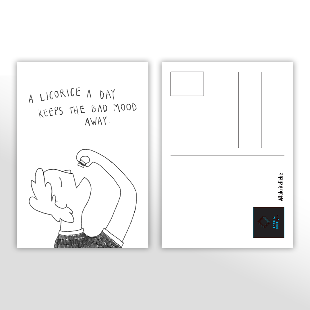 Grußkarte A LICORICE A DAY KEEPS THE BAD MOOD AWAY | Lakritz-Boutique