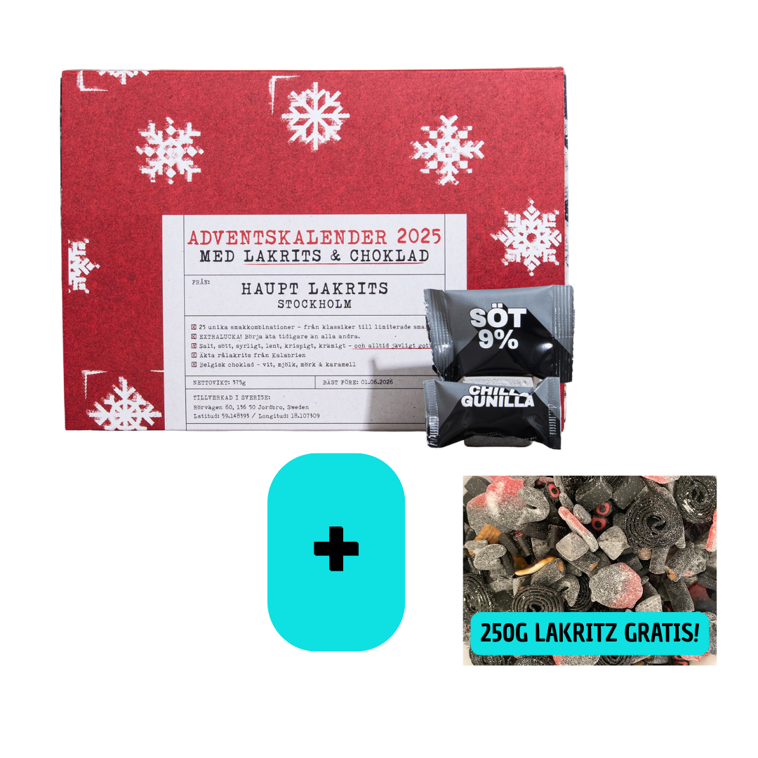 Haupt Lakrits Lakritz Adventskalender mit 25 Türchen 375g + 250g GEMISCHTE TÜTE GRATIS!