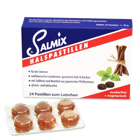 SALMIX Lakritz-Menthol Halspastillen zuckerfrei 24Stk. 60g I Lakritz-Boutique